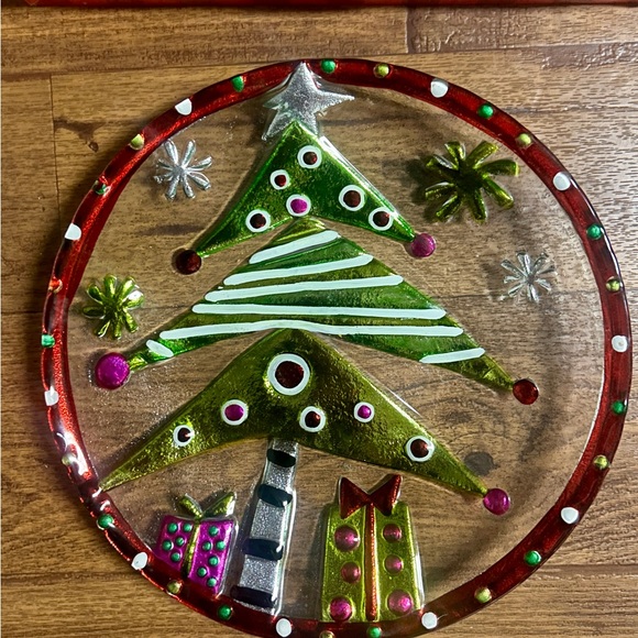 National Imports • Christmas Tree • Embossed Glass Plate • New W/ Box - Picture 2 of 10